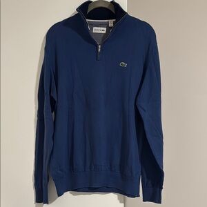Lacoste Men's Deep Blue Quarter-Zip Sweater with Crocodile Logo